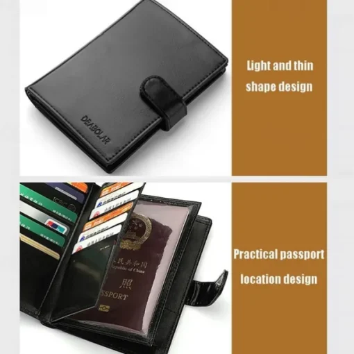 Credit Card Holder Wallet PU Leather Name Card Holder Luxury Waterproof Multi for Men, Back to School Gift