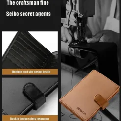 Credit Card Holder Wallet PU Leather Name Card Holder Luxury Waterproof Multi for Men, Back to School Gift