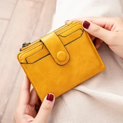 Credit Card Holder Wallet Genuine Leather Name Card Holder Luxury with Magnetic Shut Single Compartment for Women Men