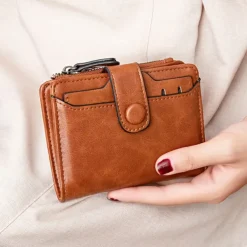 Credit Card Holder Wallet Genuine Leather Name Card Holder Luxury with Magnetic Shut Single Compartment for Women Men