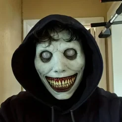 Creepy Smile Demons Halloween Latex Masks Horror Green Face Masks The Evil Cosplay Props Horror Decor Halloween Decor Party Decor for Halloween