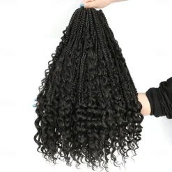 Crochet Box Braids Curly Ends 144 Strands 22 Inch Bohomian Crochet Braids Box Braids 3X Goddess Box Braids Crochet Hair Synthetic Crochet Braids Hair Extensions