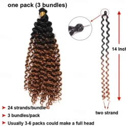 Crochet Curly Hair Water Wave Crochet Hair Curly Braiding Hair Curly Crochet Hair For Black Women Marlybob Crochet Hair 14 Inch 14inch 3packs