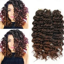 Crochet Hair Braids Deep Wave Box Braids Blonde Burgundy Auburn Synthetic Hair 14 inch Braiding Hair 3pcs / pack