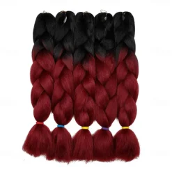 Crochet Hair Braids Jumbo Box Braids Pink Synthetic Hair 24 inch Braiding Hair 5 Pieces