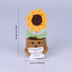 Crochet Positive Cactus Handmade Knitted Cactus Toy Cute Funny Potato Emotional Positive Life Doll Ornaments Gifts with Encouraging Card for Adults Kids Friends Room Office Desktop Decor