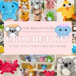 Crochetta Crochet Kit for Beginners - Crochet Starter Kit with Video Tutorials, Learn to Crochet Kits for Adults and Kids Crochet Material Package Crochet Set Animal Hook Weaving DIY Animal English Instruction Manual Video