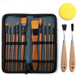 cross-border brush special-shaped scraper 13-piece set sponge pigment toning painting tool storage bag nylon brush