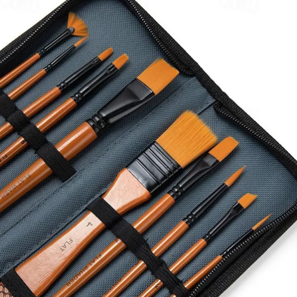 cross-border brush special-shaped scraper 13-piece set sponge pigment toning painting tool storage bag nylon brush