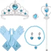 Crown Headwear Children's and Girls' Magic Stick Hair Accessories Set Elsa Princess Performance Crown Necklace Elsa Gloves