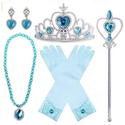 Crown Headwear Children's and Girls' Magic Stick Hair Accessories Set Elsa Princess Performance Crown Necklace Elsa Gloves
