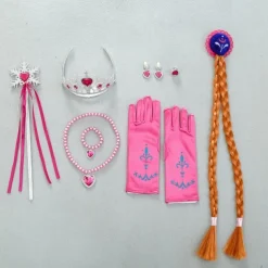Crown Headwear Children's and Girls' Magic Stick Hair Accessories Set Elsa Princess Performance Crown Necklace Elsa Gloves