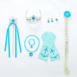Crown Headwear Children's and Girls' Magic Stick Hair Accessories Set Elsa Princess Performance Crown Necklace Elsa Gloves