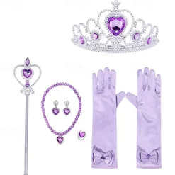 Crown Headwear Children's and Girls' Magic Stick Hair Accessories Set Elsa Princess Performance Crown Necklace Elsa Gloves