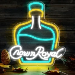 Crown Royal Bottle Shape LED Neon Sign Light Bar Light USB Powered for Home Bedroom Bar Club Pub Party Wall Art Decoration Halloween Hanging Bar Club Light