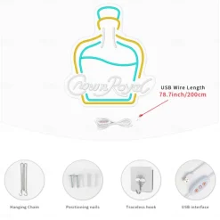 Crown Royal Bottle Shape LED Neon Sign Light Bar Light USB Powered for Home Bedroom Bar Club Pub Party Wall Art Decoration Halloween Hanging Bar Club Light