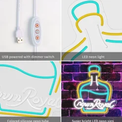 Crown Royal Bottle Shape LED Neon Sign Light Bar Light USB Powered for Home Bedroom Bar Club Pub Party Wall Art Decoration Halloween Hanging Bar Club Light