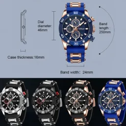 CRRJU Men Watches Top Brand Luxury Quartz Silicone Strap Sport Waterproof Clock with Luminious Quartz Watch