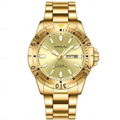 CRRJU Top Original Men Quartz Watch Green Waterproof Watch for Men Stainless Steel Quartz Men Luxury Watch Luminous Wristwatch