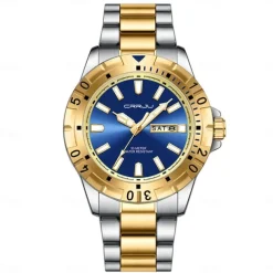 CRRJU Top Original Men Quartz Watch Green Waterproof Watch for Men Stainless Steel Quartz Men Luxury Watch Luminous Wristwatch