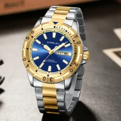 CRRJU Top Original Men Quartz Watch Green Waterproof Watch for Men Stainless Steel Quartz Men Luxury Watch Luminous Wristwatch