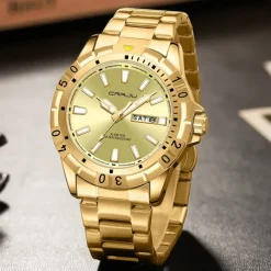 CRRJU Top Original Men Quartz Watch Green Waterproof Watch for Men Stainless Steel Quartz Men Luxury Watch Luminous Wristwatch