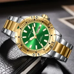 CRRJU Top Original Men Quartz Watch Green Waterproof Watch for Men Stainless Steel Quartz Men Luxury Watch Luminous Wristwatch