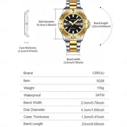 CRRJU Top Original Men Quartz Watch Green Waterproof Watch for Men Stainless Steel Quartz Men Luxury Watch Luminous Wristwatch