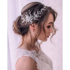 Crystal Bride Wedding Hair Comb Silver Rhinestone Bridal Hair Clip Sparkly Hair Piece Gem Hair Accessories for Women and Girls