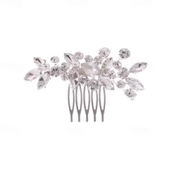 Crystal Bride Wedding Hair Comb Silver Rhinestone Bridal Hair Clip Sparkly Hair Piece Gem Hair Accessories for Women and Girls (Silver)