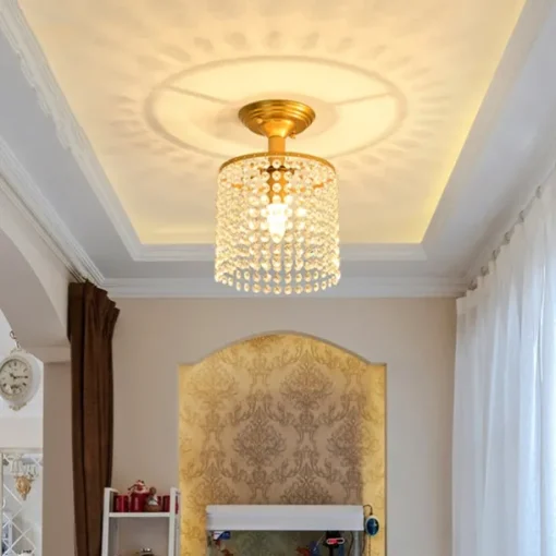 Crystal Chandelier Flush Ceiling Light Raindrop Crystal Pendant Light Decoration for Bedroom Hallway Living Room 110-240V