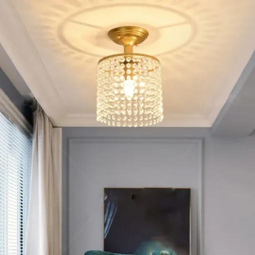 Crystal Chandelier Flush Ceiling Light Raindrop Crystal Pendant Light Decoration for Bedroom Hallway Living Room 110-240V