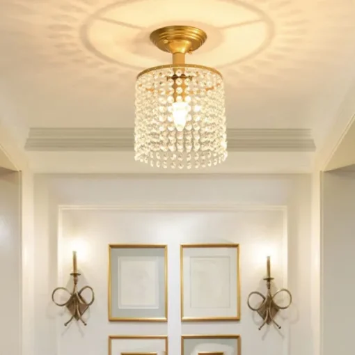 Crystal Chandelier Flush Ceiling Light Raindrop Crystal Pendant Light Decoration for Bedroom Hallway Living Room 110-240V