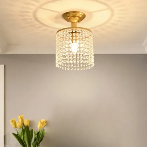 Crystal Chandelier Flush Ceiling Light Raindrop Crystal Pendant Light Decoration for Bedroom Hallway Living Room 110-240V