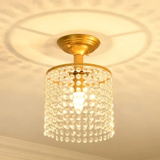 Crystal Chandelier Flush Ceiling Light Raindrop Crystal Pendant Light Decoration for Bedroom Hallway Living Room 110-240V