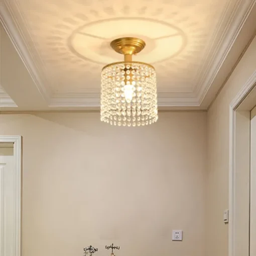 Crystal Chandelier Flush Ceiling Light Raindrop Crystal Pendant Light Decoration for Bedroom Hallway Living Room 110-240V