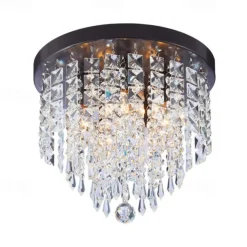 Crystal Chandelier LED Round Ceiling Light with LED Brightness Hall Lights 110-240V