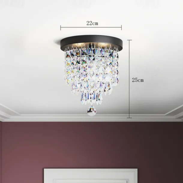 Crystal Chandelier LED Round Ceiling Light with LED Brightness Hall Lights 110-240V