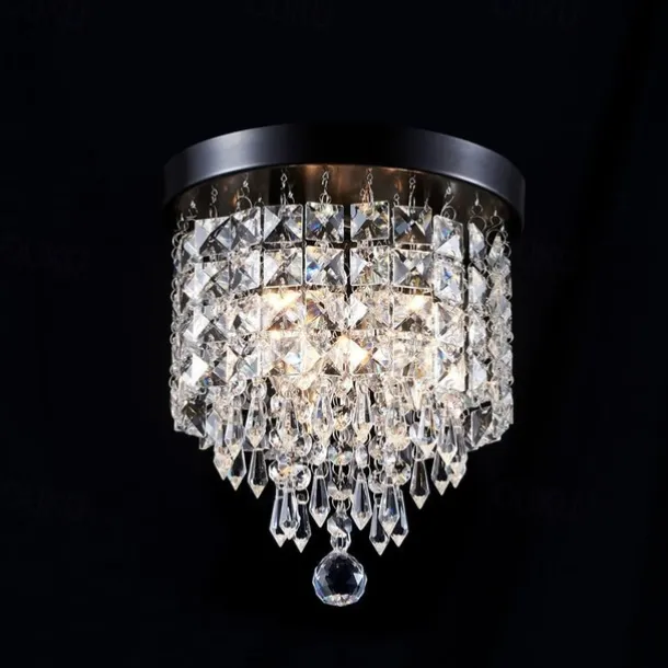 Crystal Chandelier LED Round Ceiling Light with LED Brightness Hall Lights 110-240V