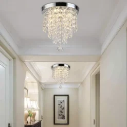 Crystal Chandelier LED Round Ceiling Light with LED Brightness Hall Lights 110-240V