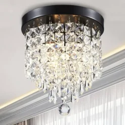 Crystal Chandelier LED Round Ceiling Light with LED Brightness Hall Lights 110-240V