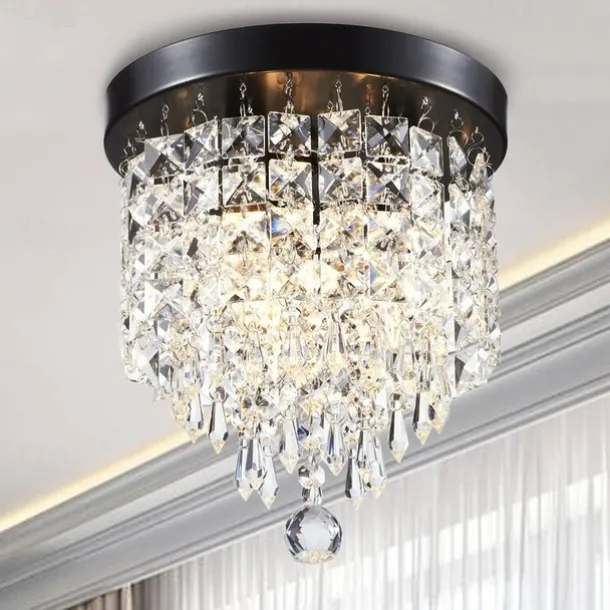 Crystal Chandelier LED Round Ceiling Light with LED Brightness Hall Lights 110-240V