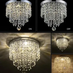 Crystal Chandelier LED Round Ceiling Light with LED Brightness Hall Lights 110-240V