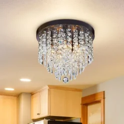 Crystal Chandelier LED Round Ceiling Light with LED Brightness Hall Lights 110-240V