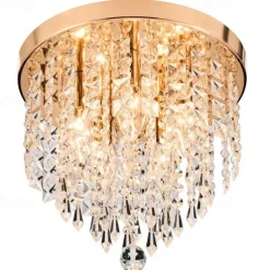 Crystal Chandelier LED Round Ceiling Light with LED Brightness Hall Lights 110-240V