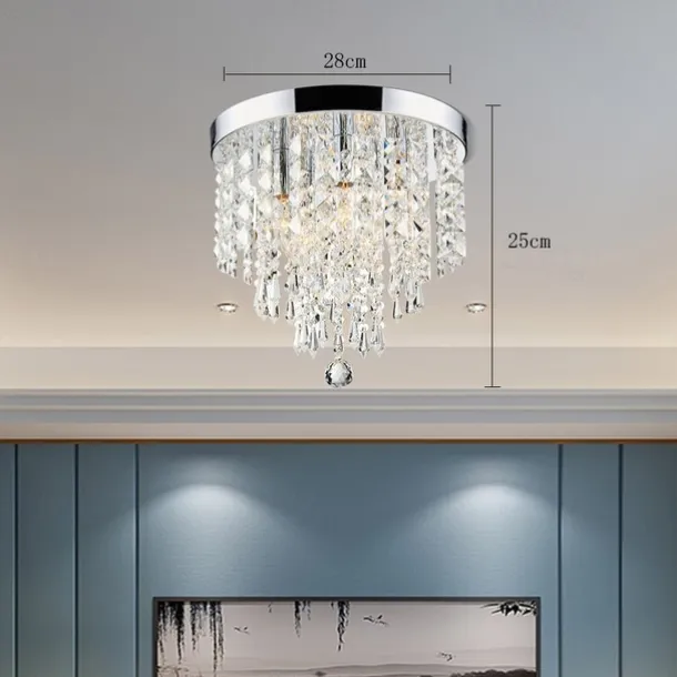 Crystal Chandelier LED Round Ceiling Light with LED Brightness Hall Lights 110-240V