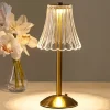 Crystal Cordless Table Lamp Nordic Style Skirt Modeling Bedroom Decoration Creative Atmosphere, Rechargeable Night Lamp Three Dimming Modes with USB Power Supply