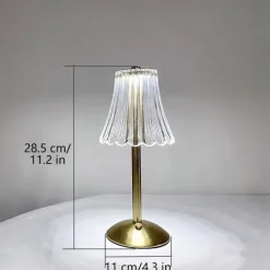 Crystal Cordless Table Lamp Nordic Style Skirt Modeling Bedroom Decoration Creative Atmosphere, Rechargeable Night Lamp Three Dimming Modes with USB Power Supply
