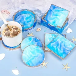 Crystal Drop Adhesive Diy Epoxy Resin Square Coaster Box Circular Coaster Box Storage Box Silicone Mirror Mold