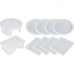 Crystal Drop Adhesive Diy Epoxy Resin Square Coaster Box Circular Coaster Box Storage Box Silicone Mirror Mold